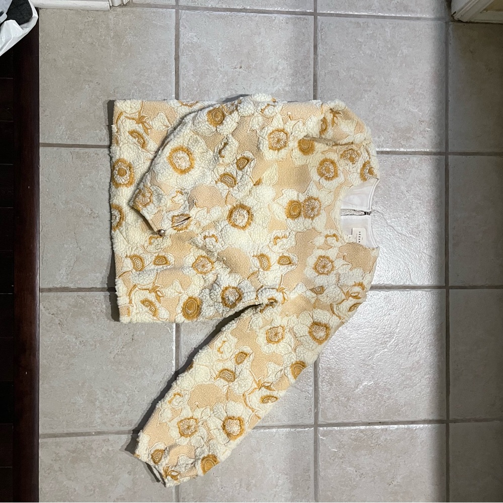 Sezane Harlem Floral Appliqué Sweatshirt Orchre Ecru FR36 US4 - Picture 4 of 10